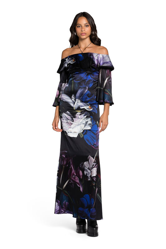 RC Floral-Print Ruffled Maxi Dress RC Floral-Print Ruffled Maxi Dress Purple KOT10C-2NS02