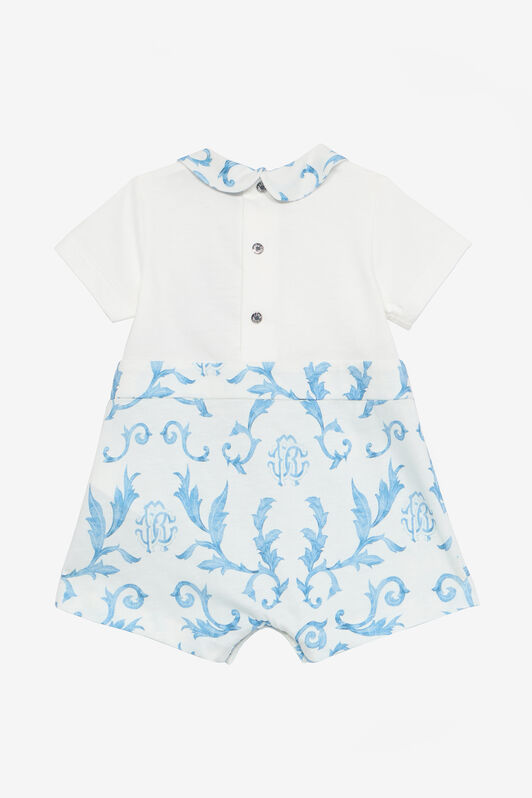 JU Romper Suit And Hat Set With RC Monogram JU Romper Suit And Hat Set With RC Monogram Light blue UJT812-JD001