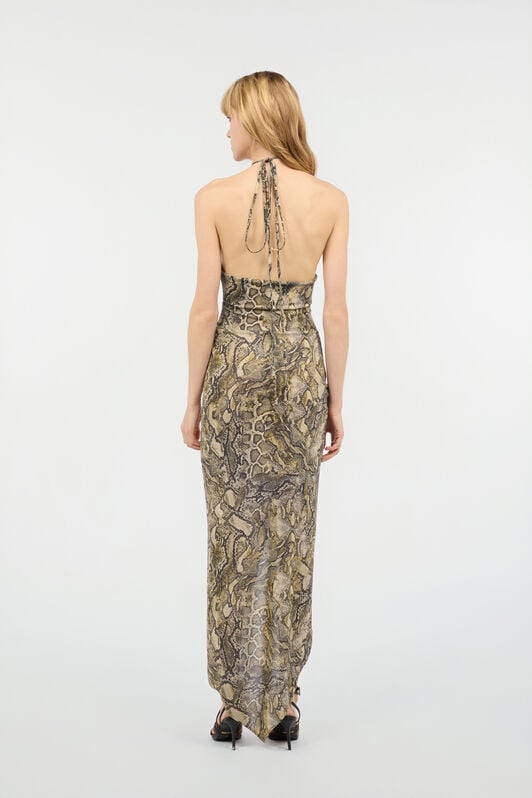 JC Asymmetrical Dress With Python Print JC Asymmetrical Dress With Python Print Light brown UFT175-UF241