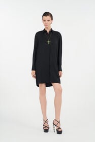 RC Silk Mini Shirt Dress with Monogram RC Black VKT160-RK010