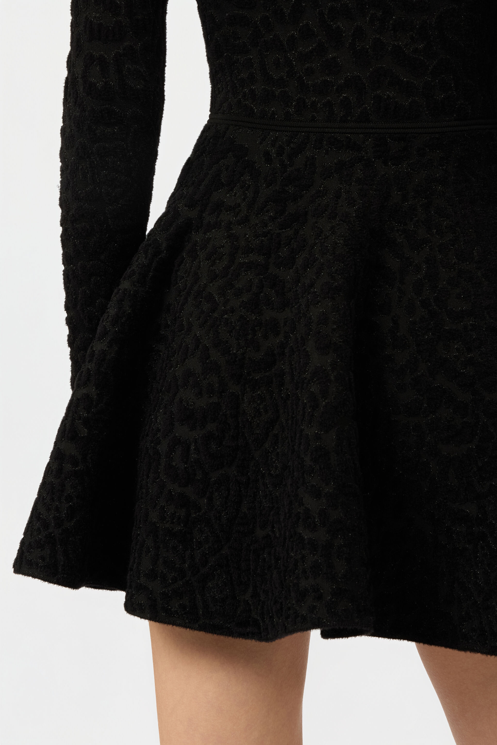 RC Mini Abito Nero In Maglia Con Motivo Leopard BLACK XWM105-MO011