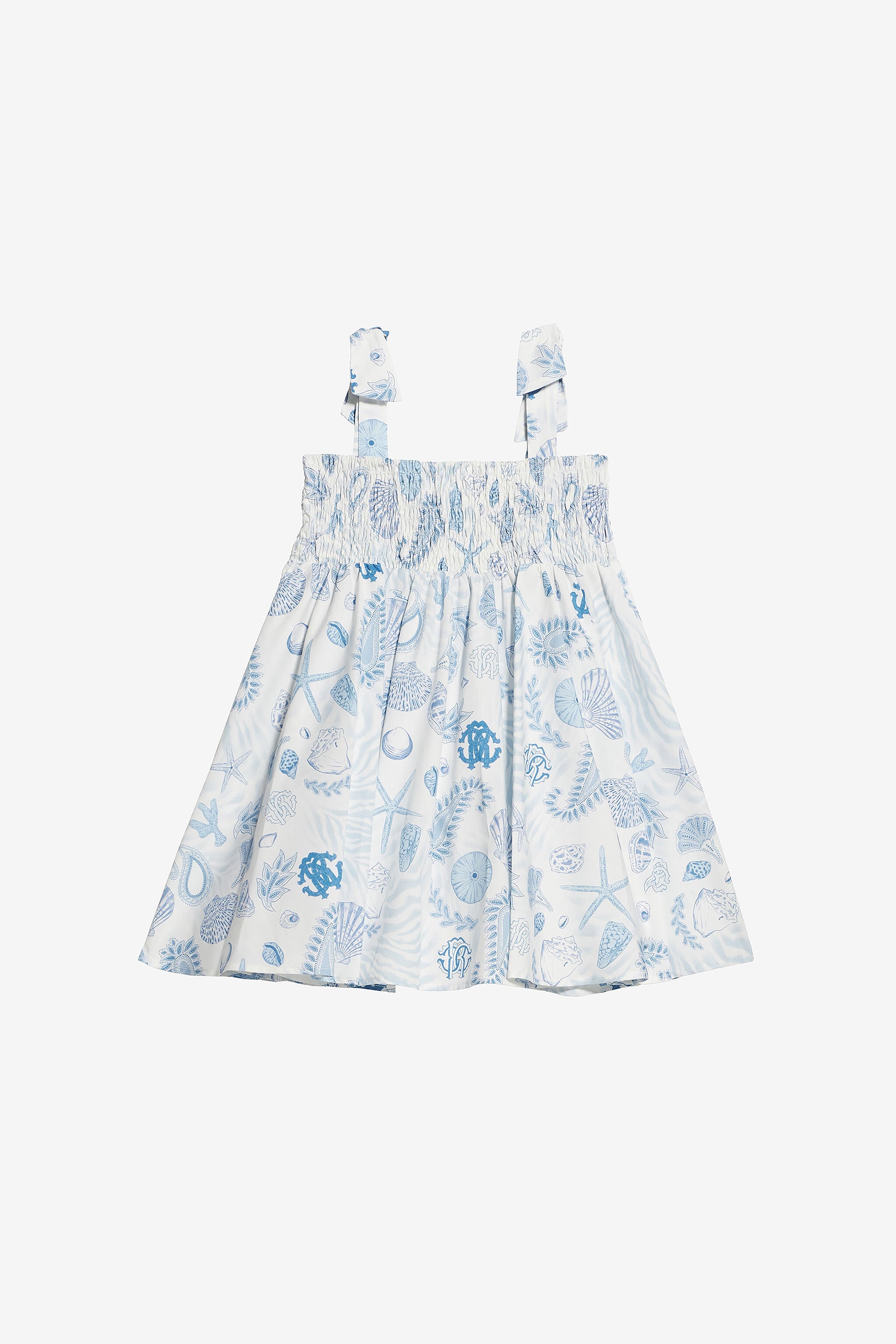 JU Dress With RC Monogram And Marine Print JU Dress With RC Monogram And Marine Print Light blue UJT112-7MO39