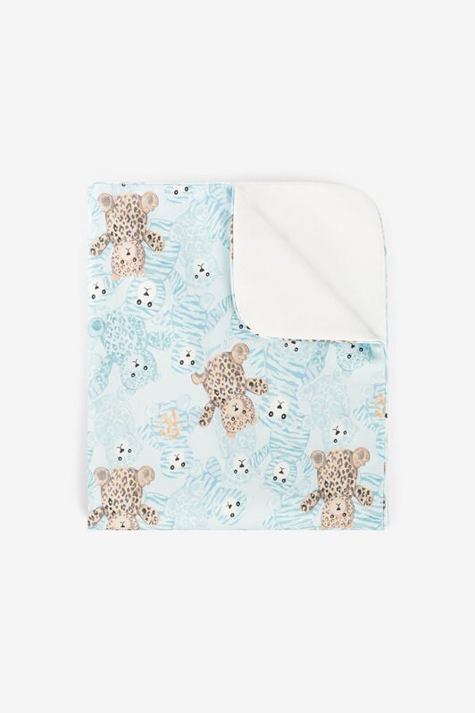 JU Decke mit Teddy-Print JU Decke mit Teddy-Print Hellblau RJT815-JFG79