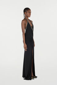 RC Langes Kleid Mit Strass Schwarz VQR103-JE034