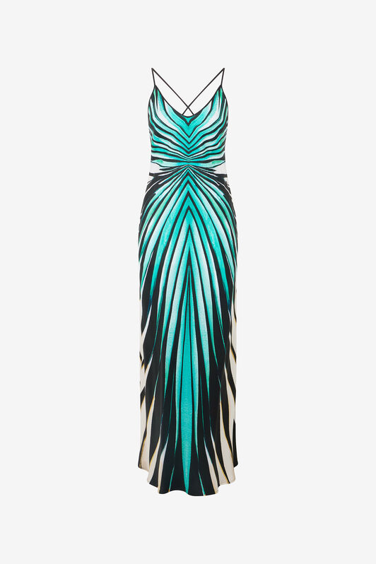 RC Robe Maxi En Soie Imprimé Ray Of Sea Bleu clair VKT102-4QM33