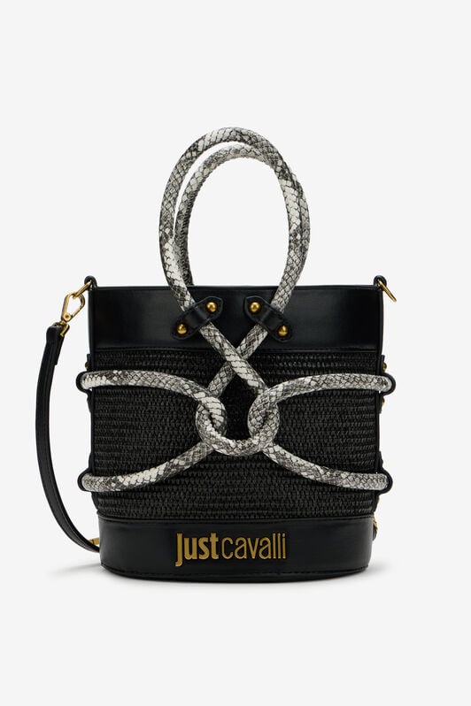 JC Black Bucket Bag With Python Print Details JC Black Bucket Bag With Python Print Details BLACK WFB116-WF446