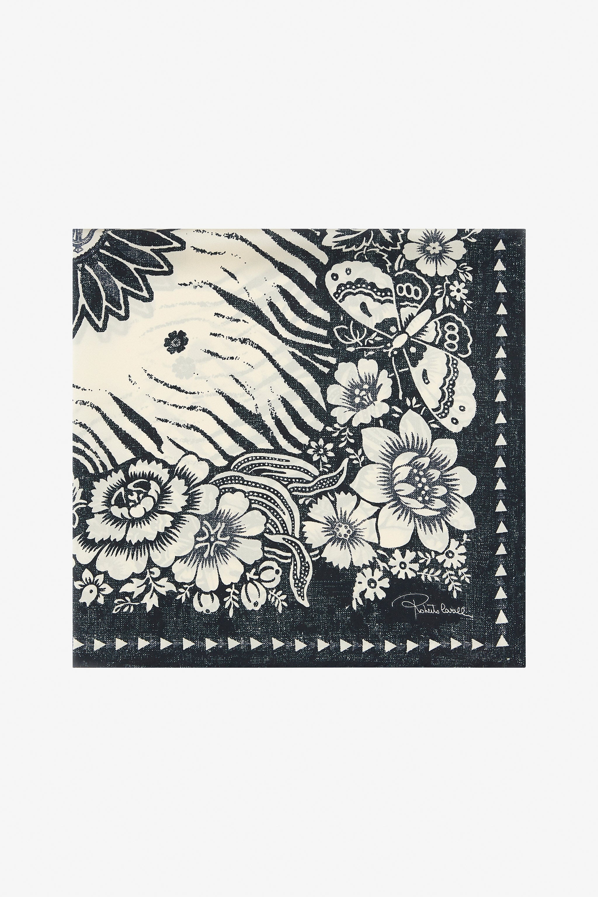 RC Scarf with Zebra Pattern and Mirror Snake Monogram Blue TALR54-IR071