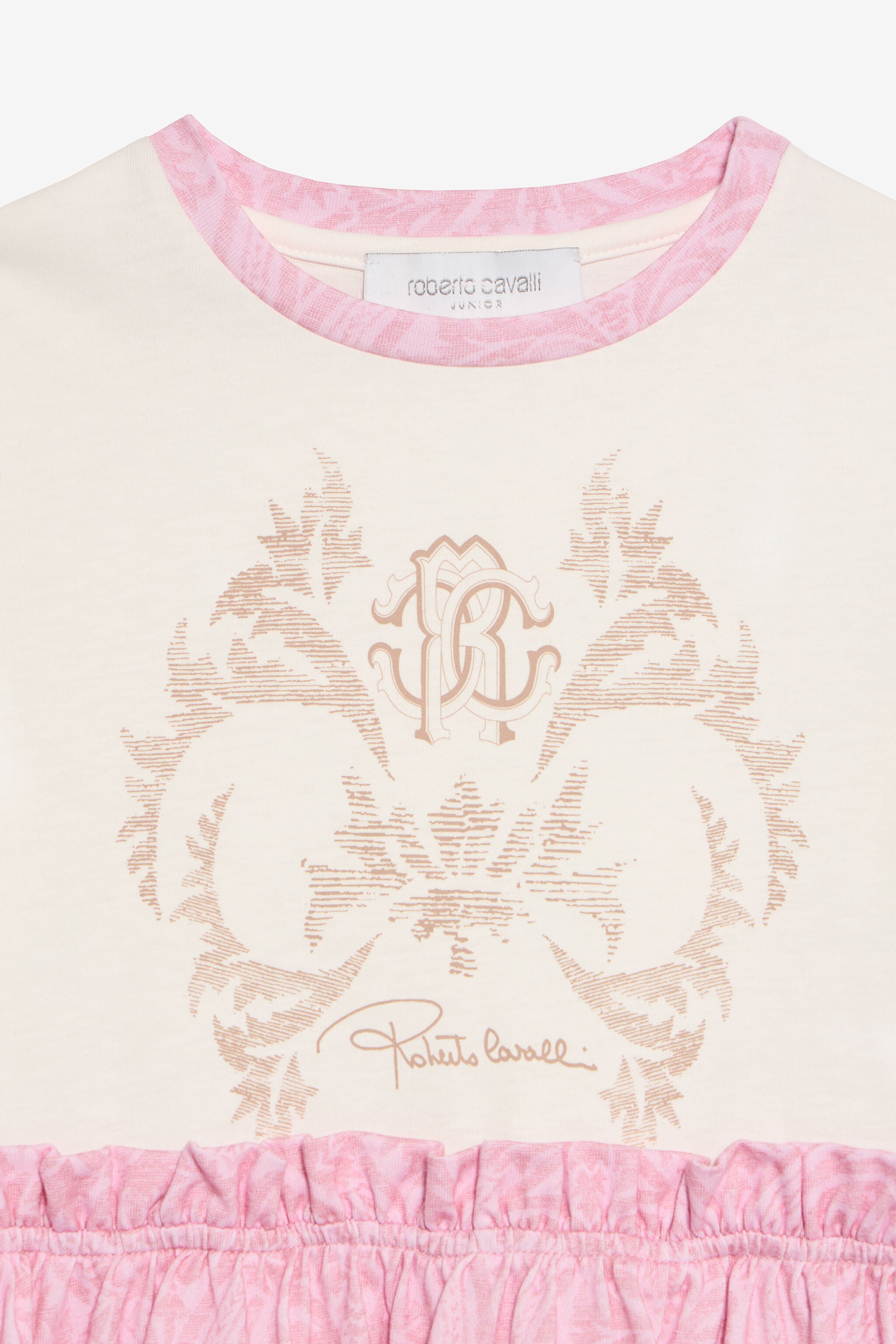 JU Robe en coton mélangé à motifs JU Robe en coton mélangé à motifs MILKY WHITE/BABYROSE VJT10L-JD001