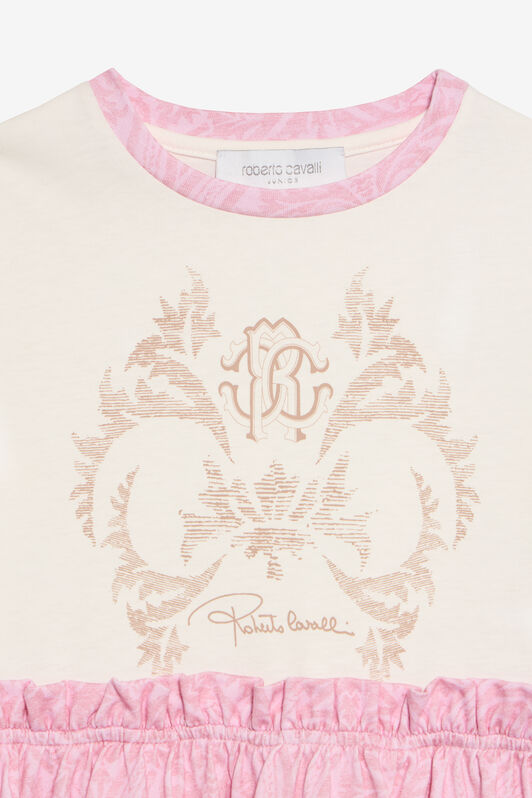 JU Robe en coton mélangé à motifs JU Robe en coton mélangé à motifs MILKY WHITE/BABYROSE VJT10L-JD001
