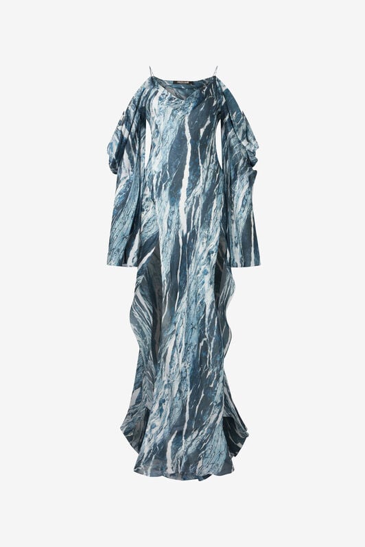 RC Robe fluide à imprimé Rubane RC Robe fluide à imprimé Rubane Bleu foncé UKT117-CTN22