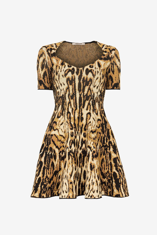 RC Vestido mini con estampado Ocelot de jacquard RC Vestido mini con estampado Ocelot de jacquard Marrón claro PKM110-MG050