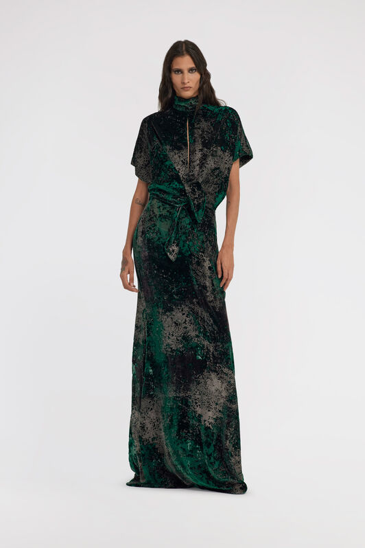 RC Long dress with knot and print RC Long dress with knot and print Dark green TWT117-VL053