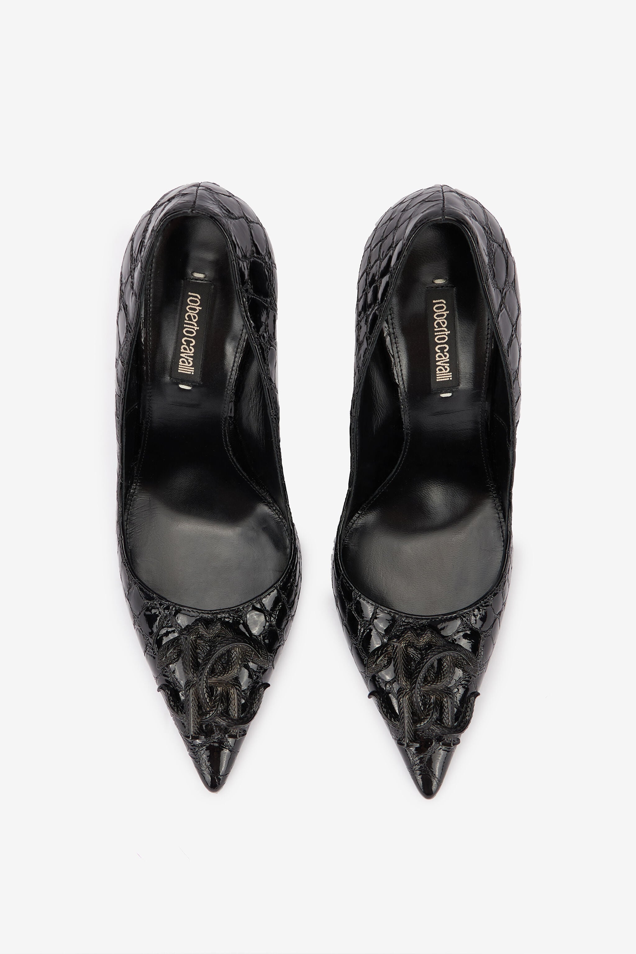 RC Crocodile-Print Leather Pumps Black UKS011-PZV97