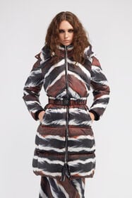 RC Animalier print puffer jacket with belt Dunkelbraun/Weiß RKT801-SRH33