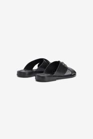 RC Sandales slide noires en cuir effet serpent BLACK VMS001-PZ03S