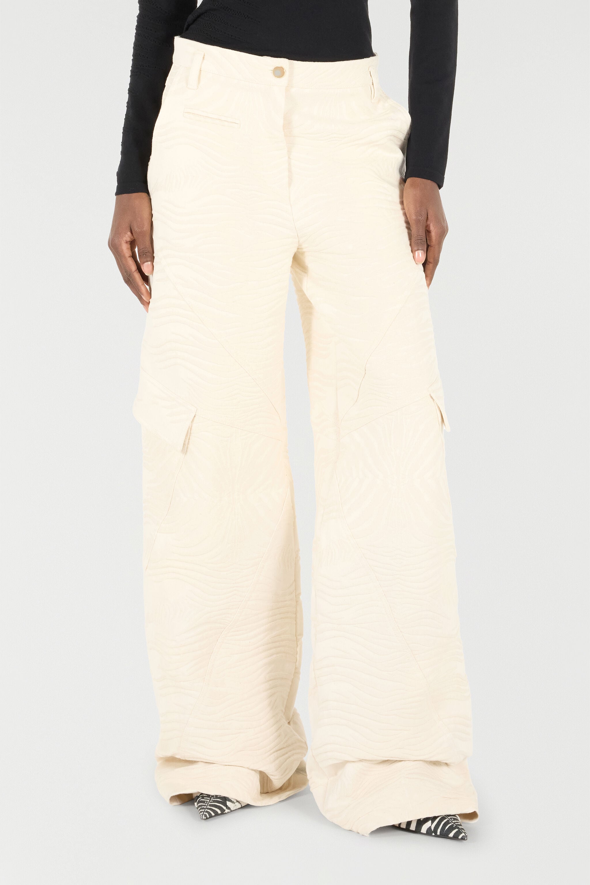 RC Pantalon Avec Motif Zèbre RC Pantalon Avec Motif Zèbre Ivoire UKT211-DJ081