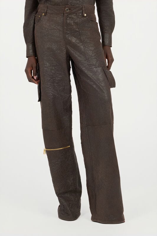 RC Pantalon En Cuir Véritable Brun Foncé RC Pantalon En Cuir Véritable Brun Foncé Marron VWP250-PN002
