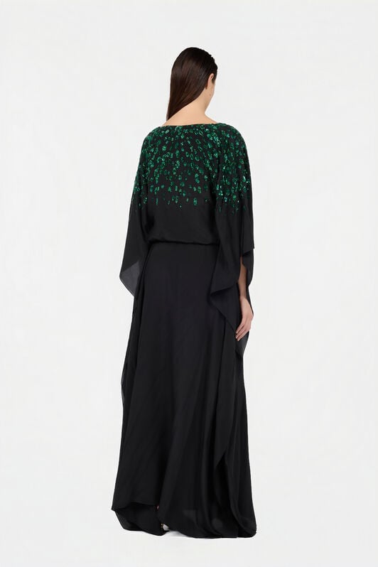 RC Seiden-Maxikleid mit verziertem Detail RC Seiden-Maxikleid mit verziertem Detail NERO/VERDE VWR179-SY001
