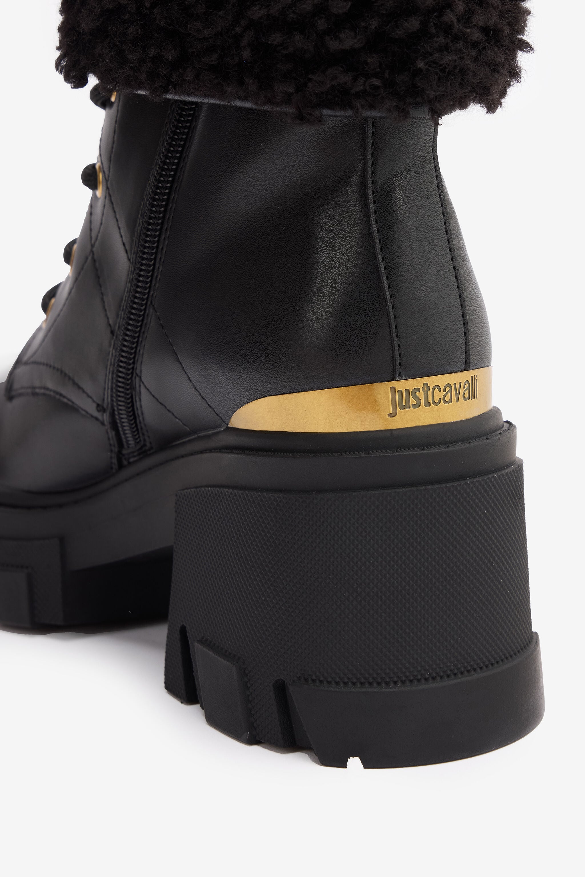 JC Combat Boots With Faux Fur And Logo JC Combat Boots With Faux Fur And Logo Black TFS072-TF392