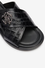 RC Sandales en cuir effet crocodile noires BLACK VMS001-PZ037