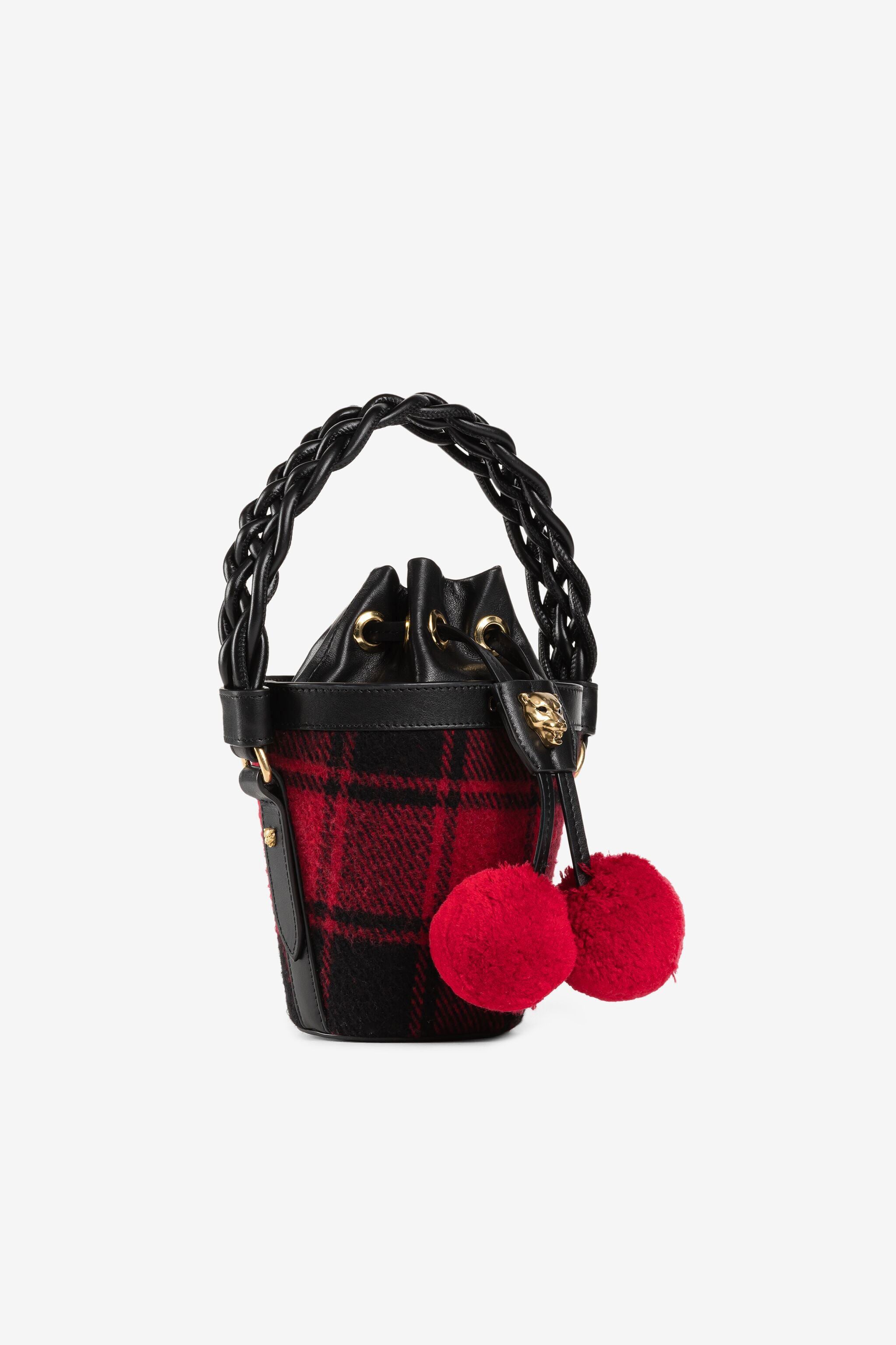 RC Tartan Panther Head Bucket Bag RC Tartan Panther Head Bucket Bag Black/Red PKB006-FE002