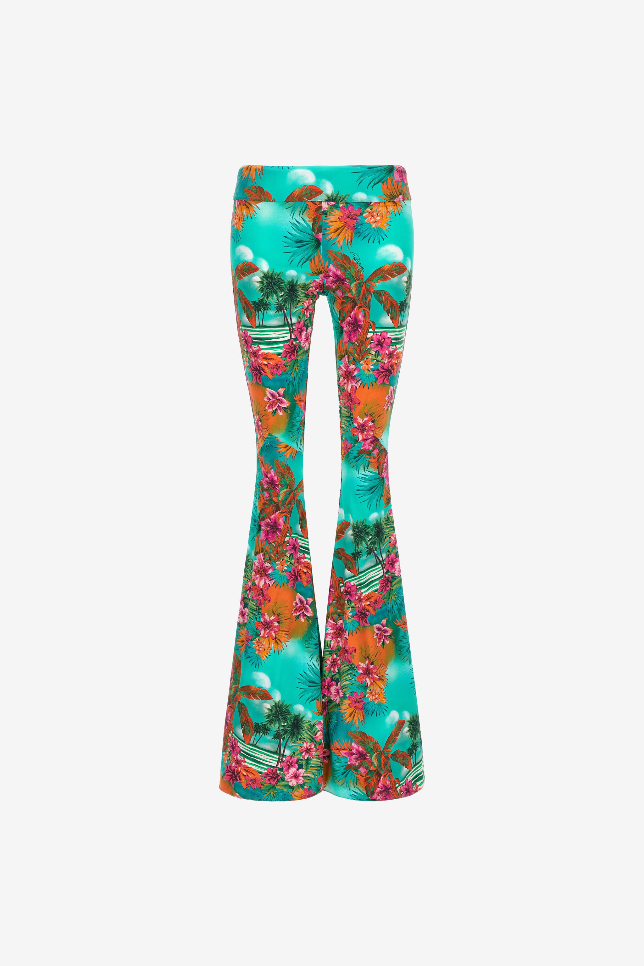 RC Hawaii Print Flared Trousers Light blue SKT204-LNI84