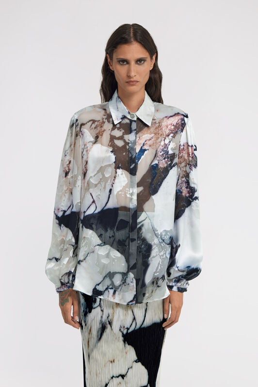 RC Marble print blouse Negro/Blanco TWT700-HEN18