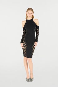 RC Midi Dress With Perforated Pattern Black UKT152-MA001