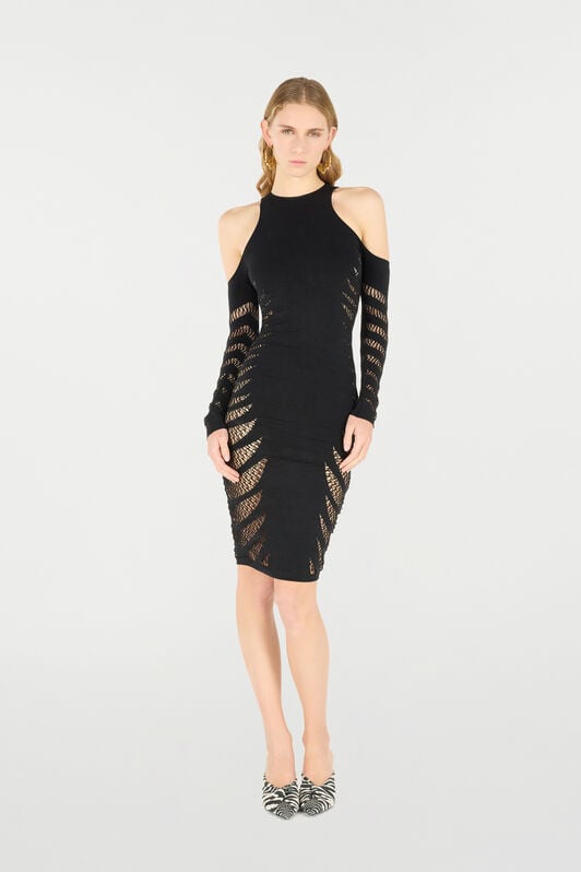 RC Robe Midi Avec Motif Ajouré RC Robe Midi Avec Motif Ajouré Noir UKT152-MA001