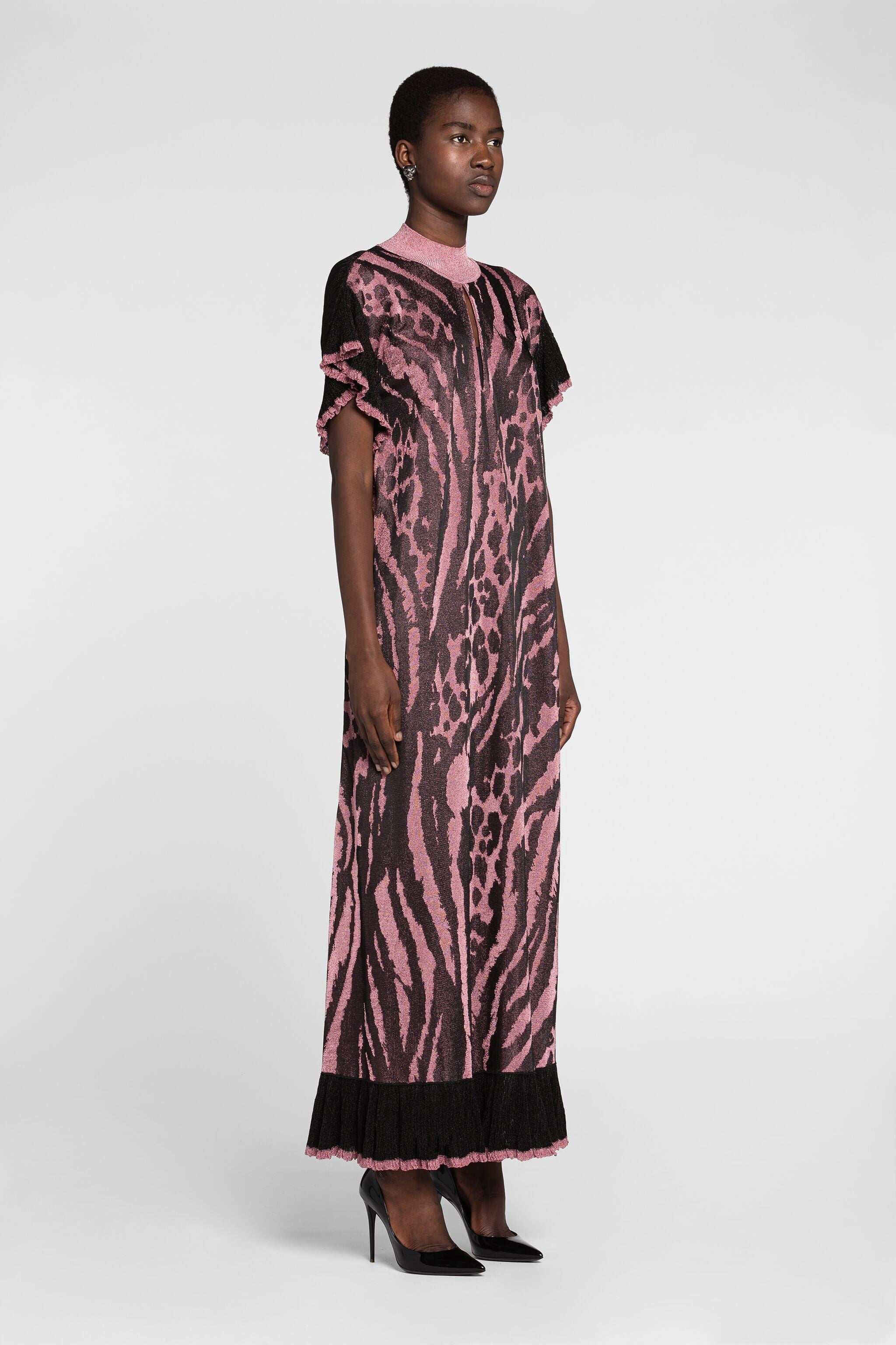 RC Jaguar And Tiger-Jacquard Knit Maxi Dress RC Jaguar And Tiger-Jacquard Knit Maxi Dress ROSA/NERO OKM100-MI030