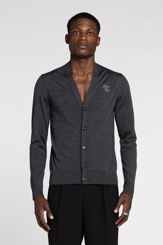 RC Mirror Snake-Embroidered Wool Cardigan DARK GRAY RRM612-MQ001