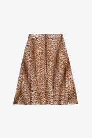 JU Leopard Print Pleated Skirt NATURAL VJT30C-FVO52