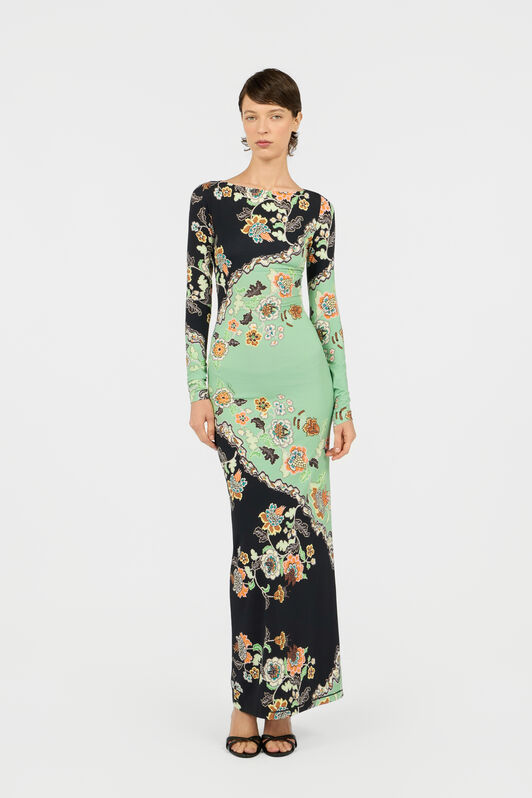 RC Vestido Maxi Estampado Kimono RC Vestido Maxi Estampado Kimono GREEN/BLACK XQT136-LNT25