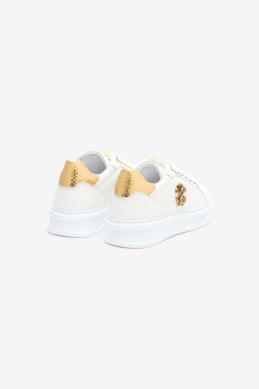 RC Sneakers Avec Monogramme Mirror Snake Et Contrefort Lamé Blanc SKS031-PZ95A