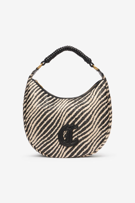 JC Hobo Bag With Tiger Skin Print JC Hobo Bag With Tiger Skin Print Ivory/Black UFB116-UF485