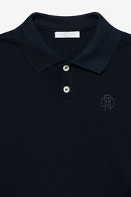 JU Navy Long Sleeve Polo With Embroidered Monogram BLUE MEDVL XJT62G-KB009
