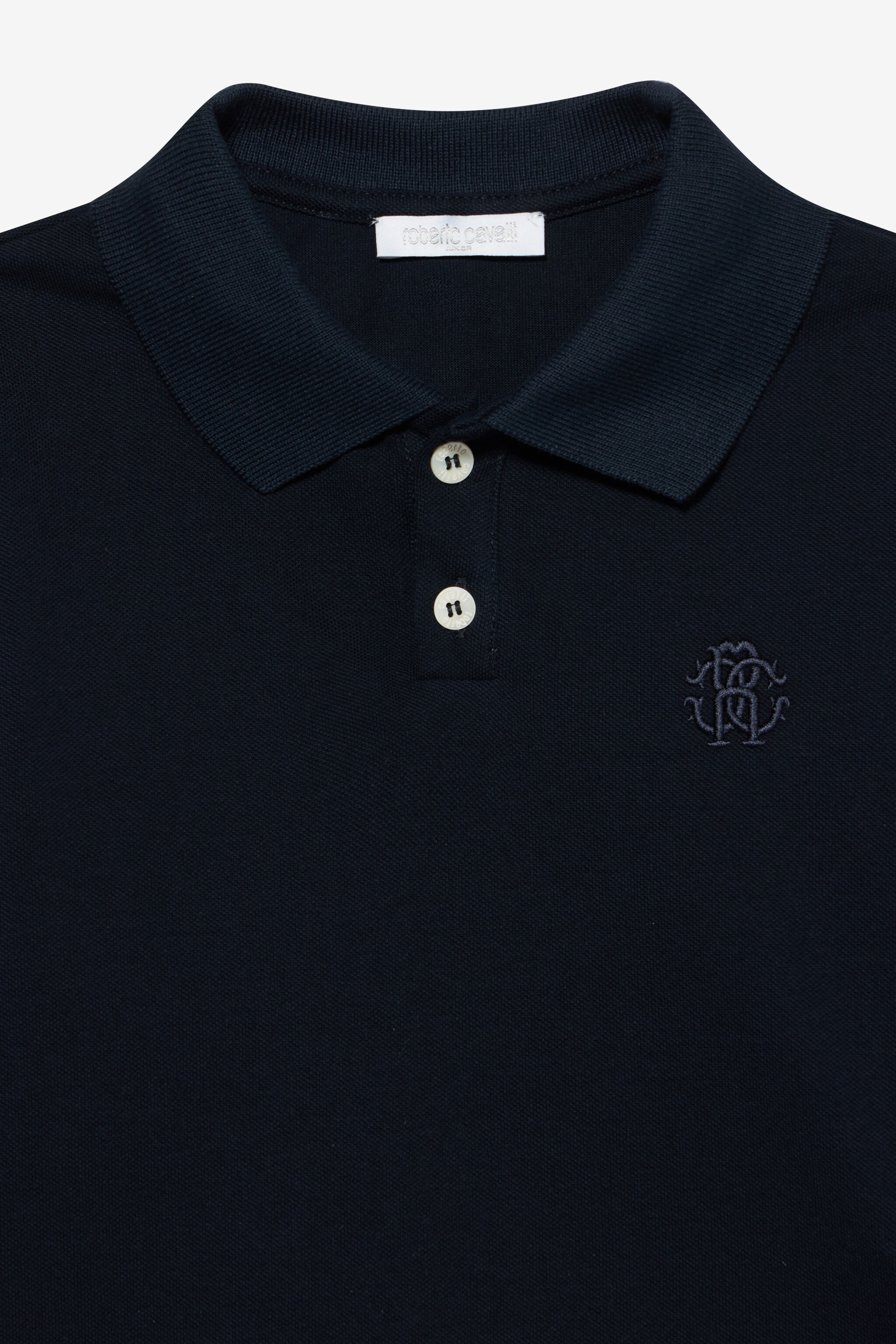JU Navy Long Sleeve Polo With Embroidered Monogram JU Navy Long Sleeve Polo With Embroidered Monogram BLUE MEDVL XJT62G-KB009
