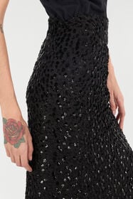 RC Jupe Avec Perles Sur Le Bas Noir UKR304-FC004