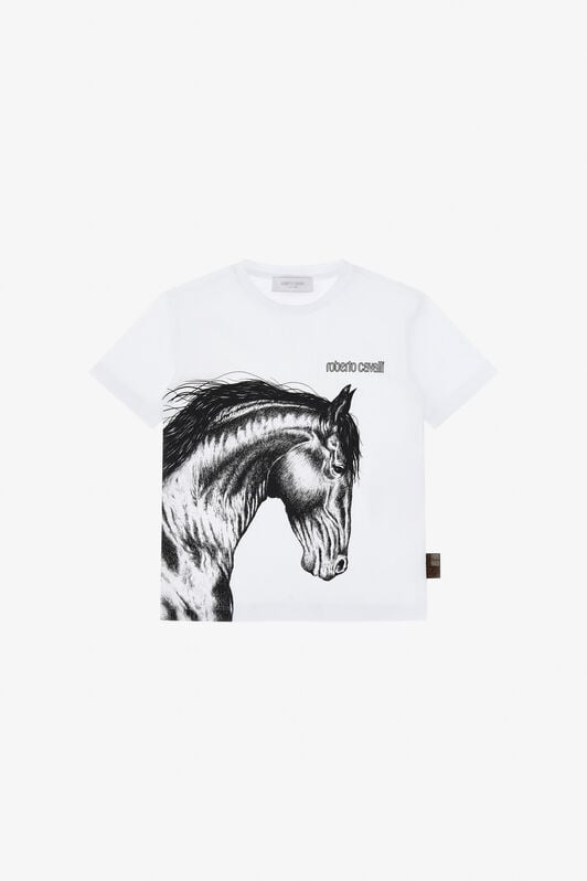 JU T-Shirt Con Cavallo E Logo JU T-Shirt Con Cavallo E Logo Bianco TJT60S-JD001