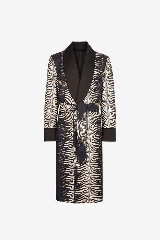 RC Zebra-Print Silk Smoking Jacket IVORY/MULTICOLOR PNT525-4QF04