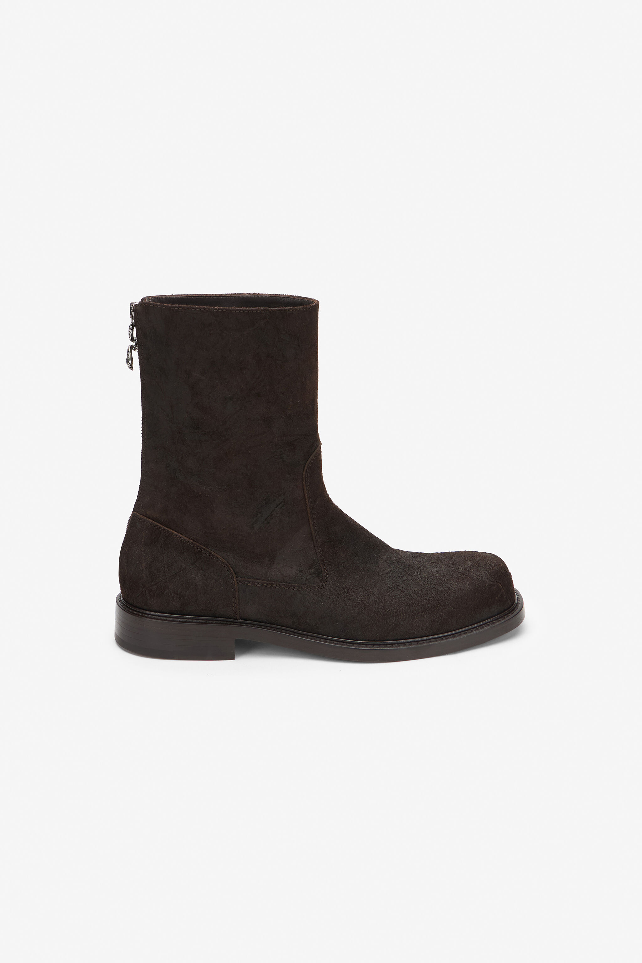 RC Boot in Distressed Leather with Rear Zip RC Boot in Distressed Leather with Rear Zip BROWN XNS002-PZB56