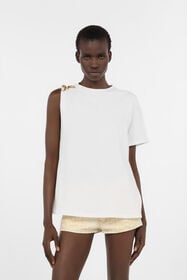 RC T-shirt Asimmetrica Bianca Con Serpente WHITE WWT605-JD006