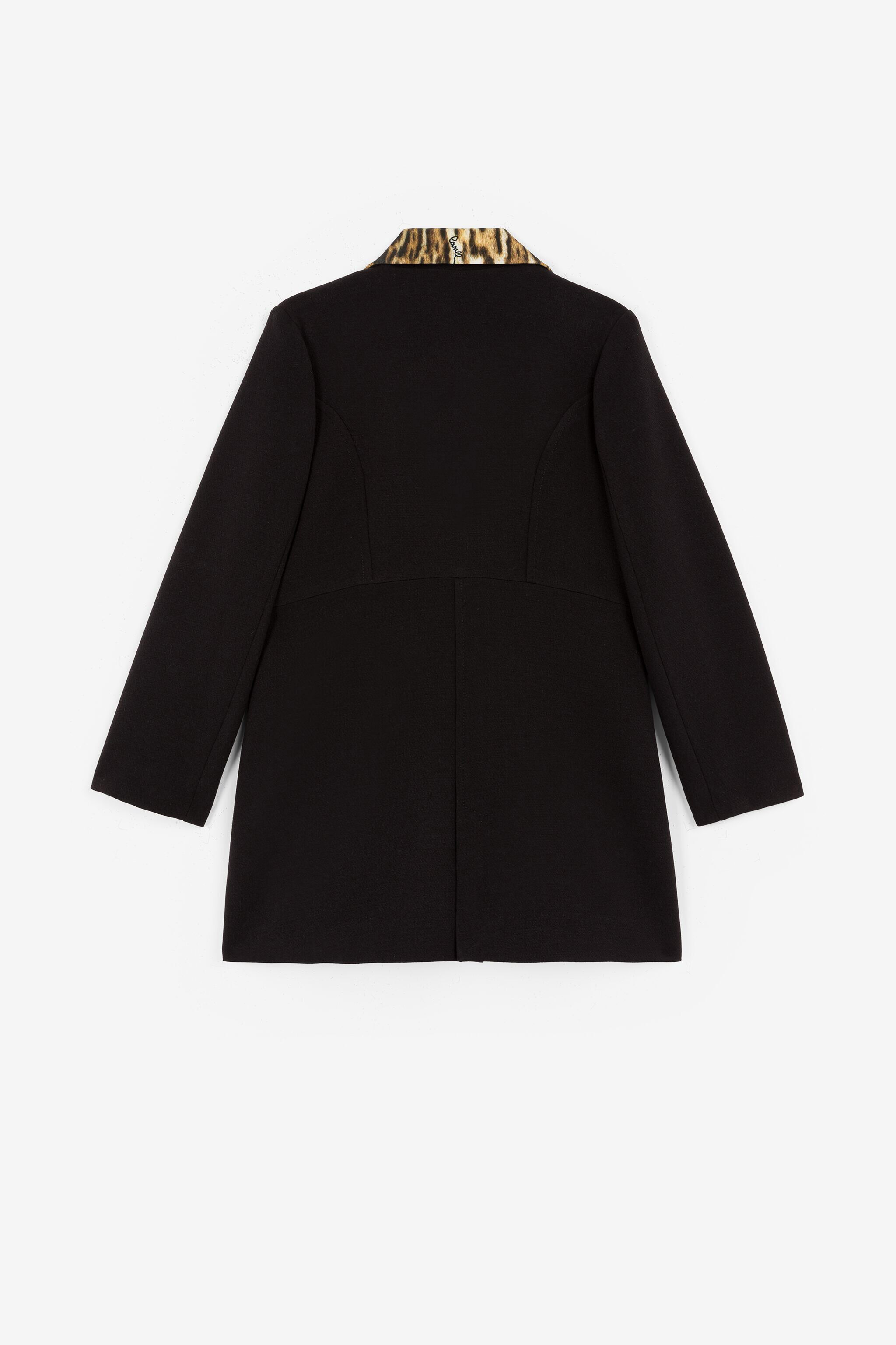 JU Ocelot-Print Coat JU Ocelot-Print Coat Black PJT401-KU001
