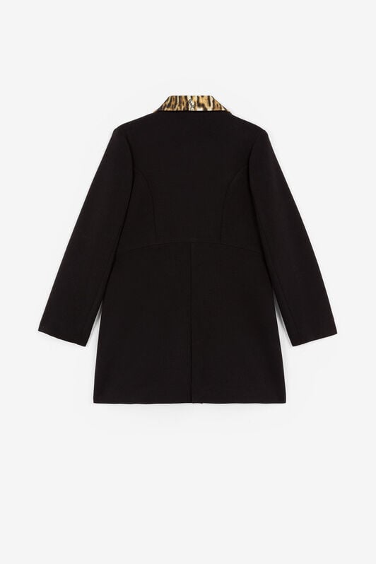 JU Ocelot-Print Coat JU Ocelot-Print Coat Black PJT401-KU001