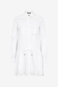 RC Mini Shirt Dress With Perforated Roses White UKR137-CH033
