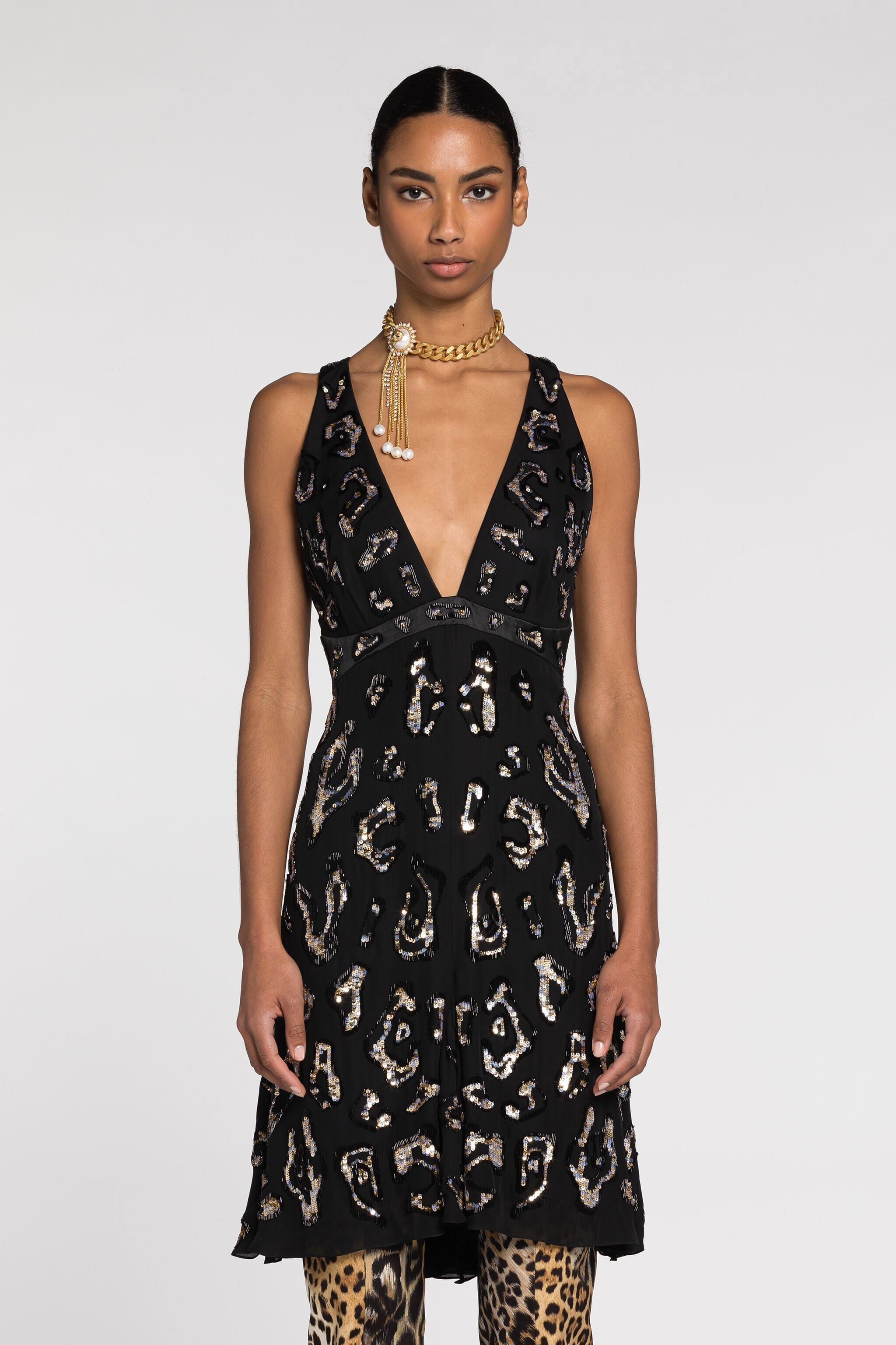 RC Sequin-embellished open-back dress RC Sequin-embellished open-back dress Black QKR190-GG021