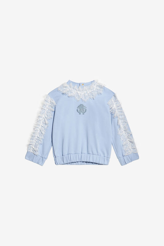 JU Sweatshirt Mit Monogramm RC Und Spitze Hellblau UJT660-CF050