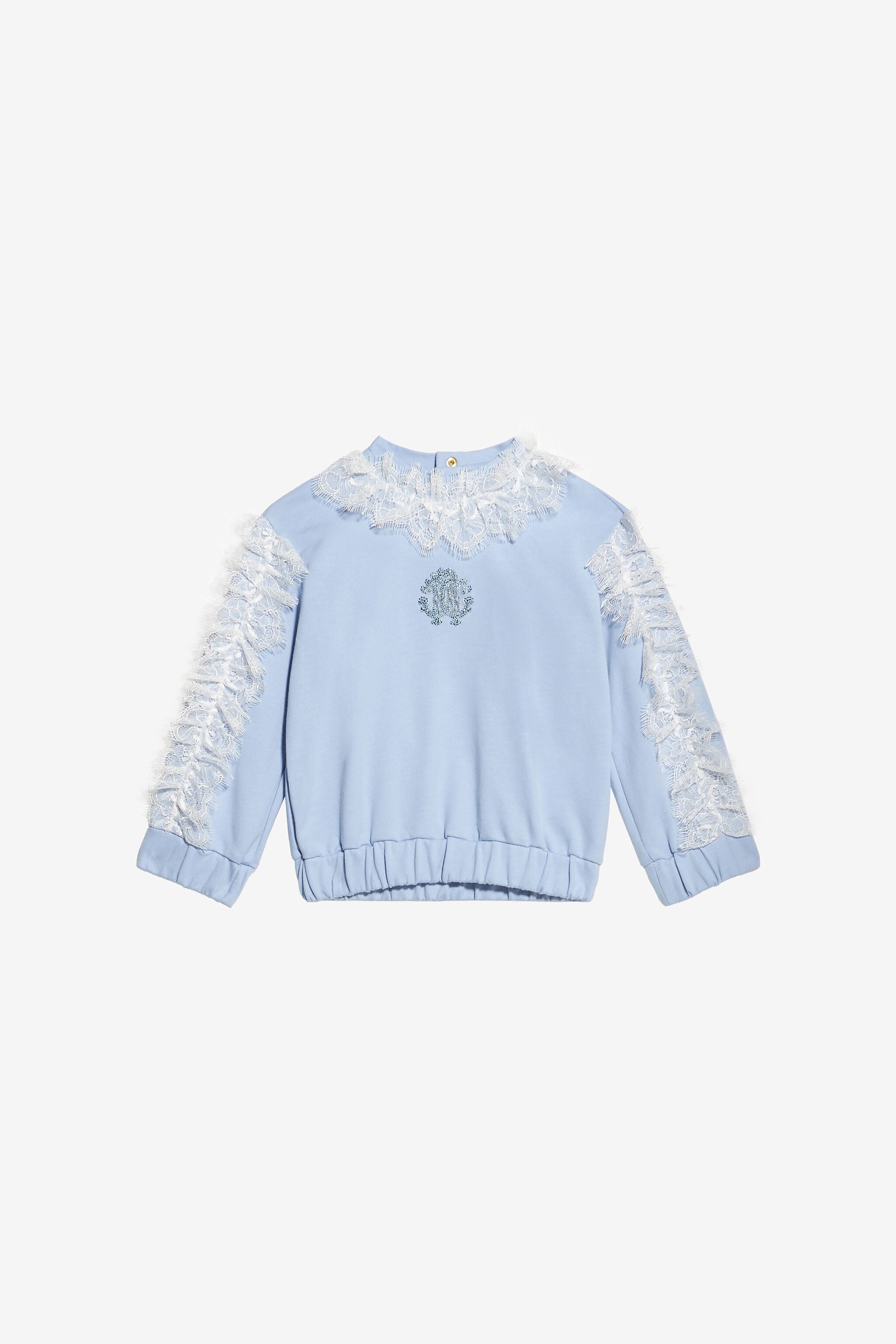 JU Sweatshirt Mit Monogramm RC Und Spitze Hellblau UJT660-CF050