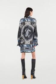 RC Short Silk Dress With Marble Print Dark blue UKT160-4QN83