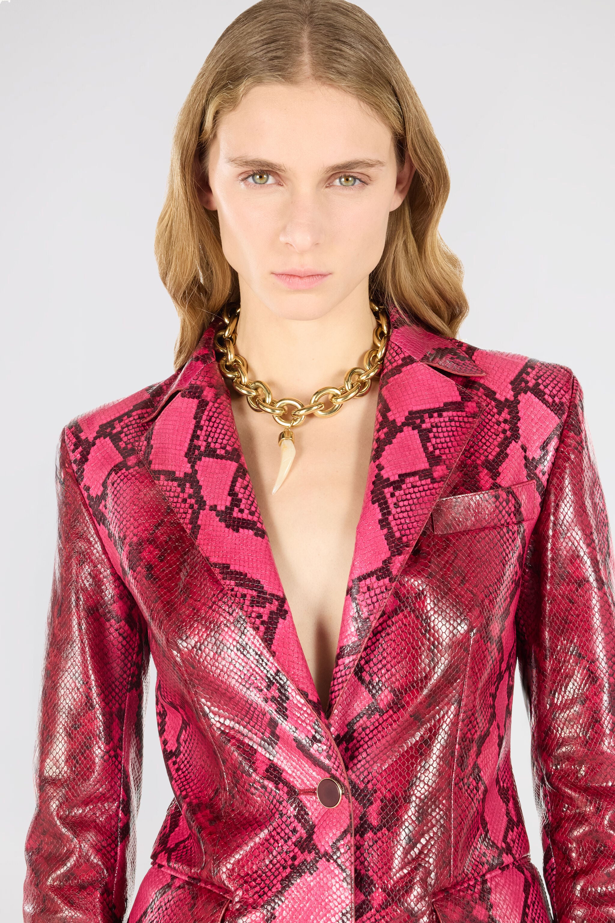RC Veste À Imprimé Python Effet Brillant Fuchsia UKP400-PN053